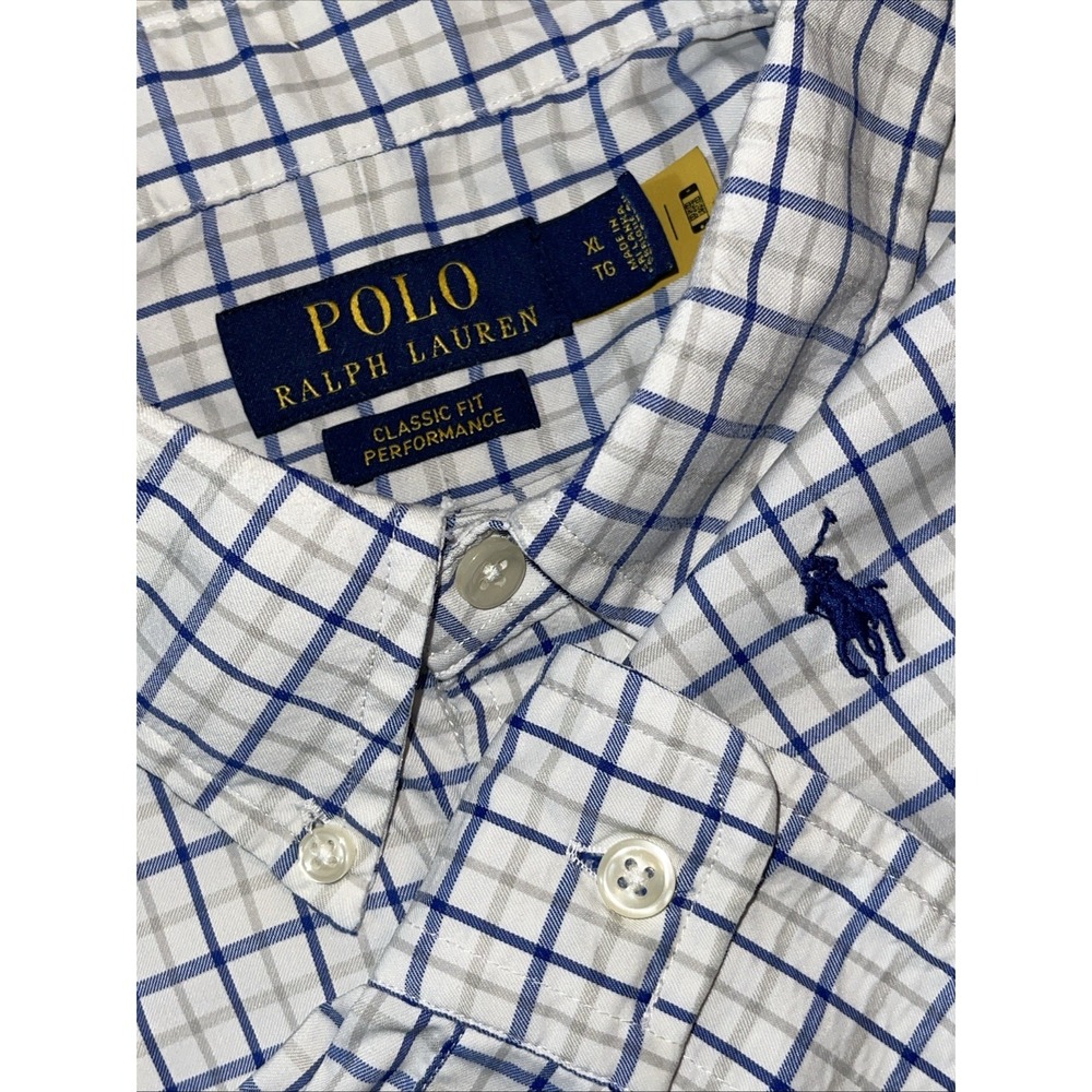 Polo Ralph Lauren Classic Fit Performance Men XL Gingham Check Long Sleeve